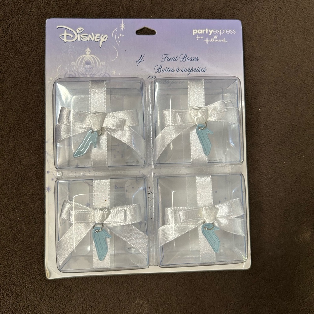 Disney Hallmark Cinderella Glass Slipper Treat Box Blue White Clear Set Of 4 NIB